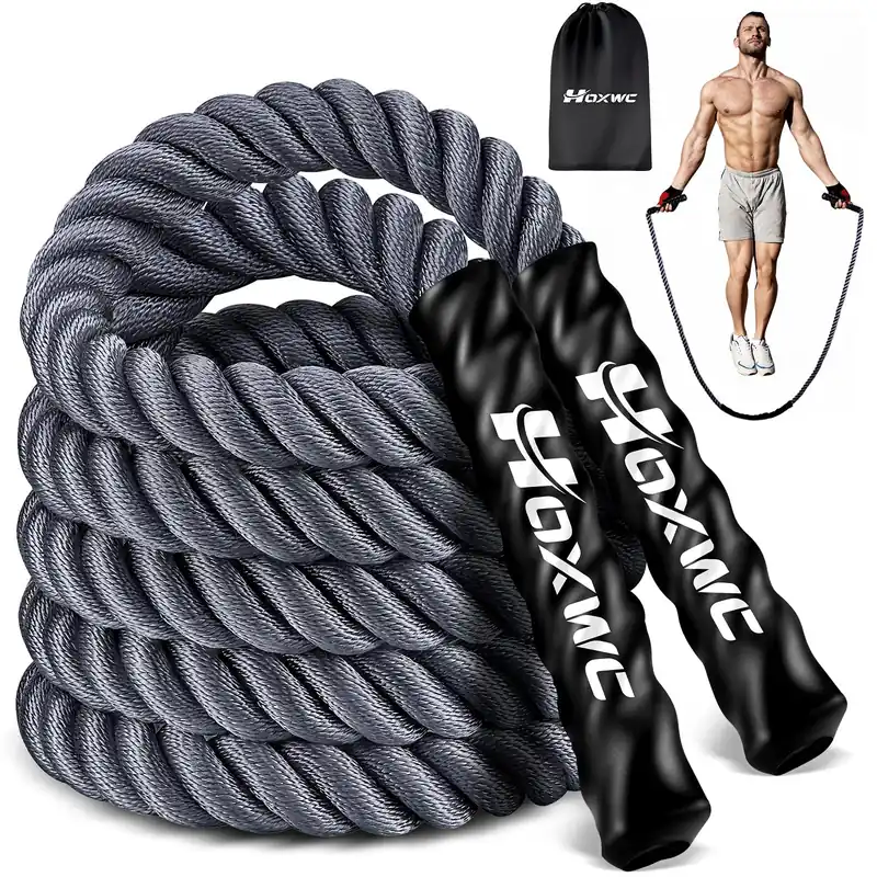 Weighted Jump Rope, 2lb Heavy Duty Jump Rope for Fitness, Battle Rope for Fitness Training, Full Body Exercise at Home Gym for Men and Women, Strengthening Legs, Arms and Stabilizing Muscles