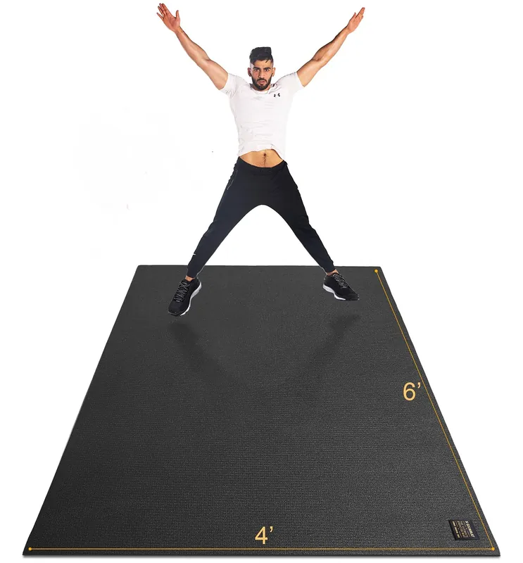 GXMMAT Large Exercise Mat 6‘x4‘/6‘x5‘/6‘x6‘(7mm), Thick Workout Mats for Home Gym Flooring, Extra Wide Non-Slip Durable Cardio Mat, Shoe Friendly, Perfect for Plyo, MMA, Jump Rope, Weights, Fitness
