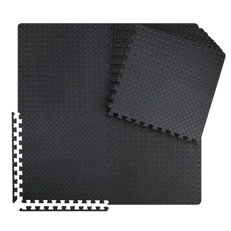 innhom Gym Flooring Gym Mats Exercise Mat for Floor Workout Mat Foam Floor Tiles for Home Gym Equipment Garage, 12 Black