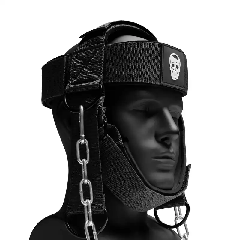 Gymreapers Neck Harness Increase Neck Strength and Reduce Neck Pain - Neck Trainer with 29” Heavy Duty Steel Chain Adjustable Neoprene Strap Neck Training Harness for Gym & Home Use