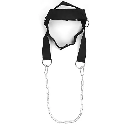 Nutriess Neck Training Harness Adjustable Head Weight Neck Exerciser Fitness Powerlifting Head Harness with Steel Chain for MMA Gym Strength Training