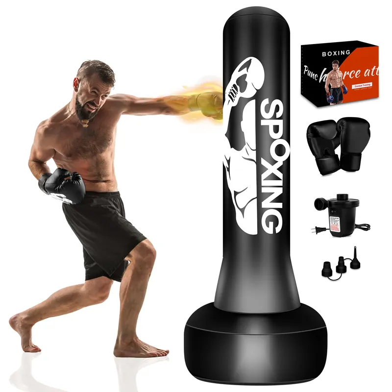 Vobab Standing Punching Bag for Adult Teens 70", Heavy Punching Bag with Boxing Gloves and Electric Air Pump for Beginners Training MMA Muay Thai Fitness Kickboxing Home Gym