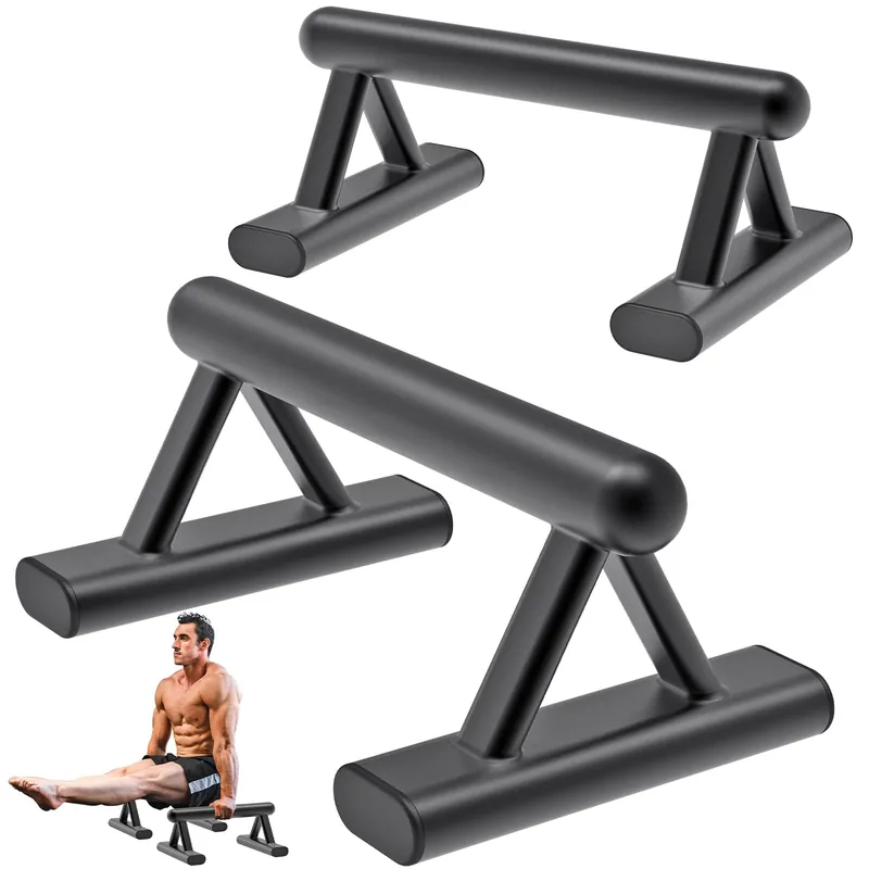 SELEWAERE Metal Parallettes Floor Workout Push Up Handles Non-Slip Pushup Bars Handstand Bars for Calisthenic Fitness Sturdy Steel Tubing Structure with Matte Paint Finish, Load up to 600 lbs