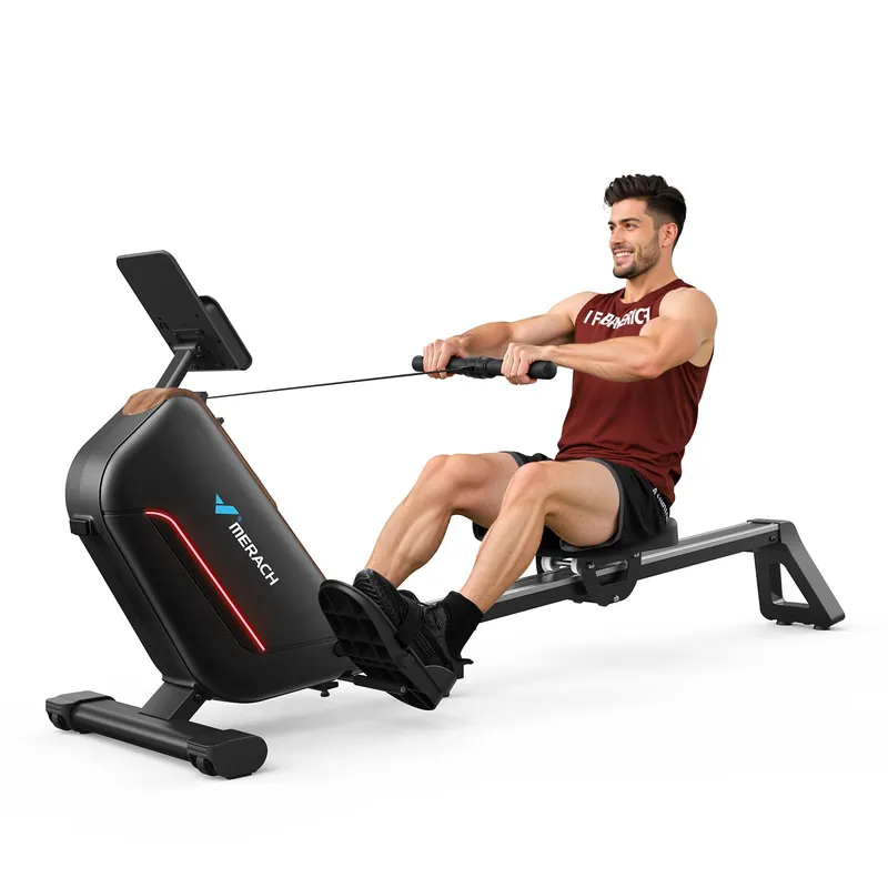 MERACH Rowing Machines for Home, Powerful Electromagnetic Row Machine with 51.2" Extended Rail, 16-Level Handle Resistance Adjustment Rower, 350 LBS Load Capacity, Ergonomic Comfort Seat, Easy Storage