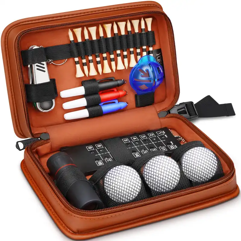 YOREPEK Golf Accessories Kit for Men, Golf Stuff Set with Leather Case, Golf Balls, Golf Tees & Lots More.