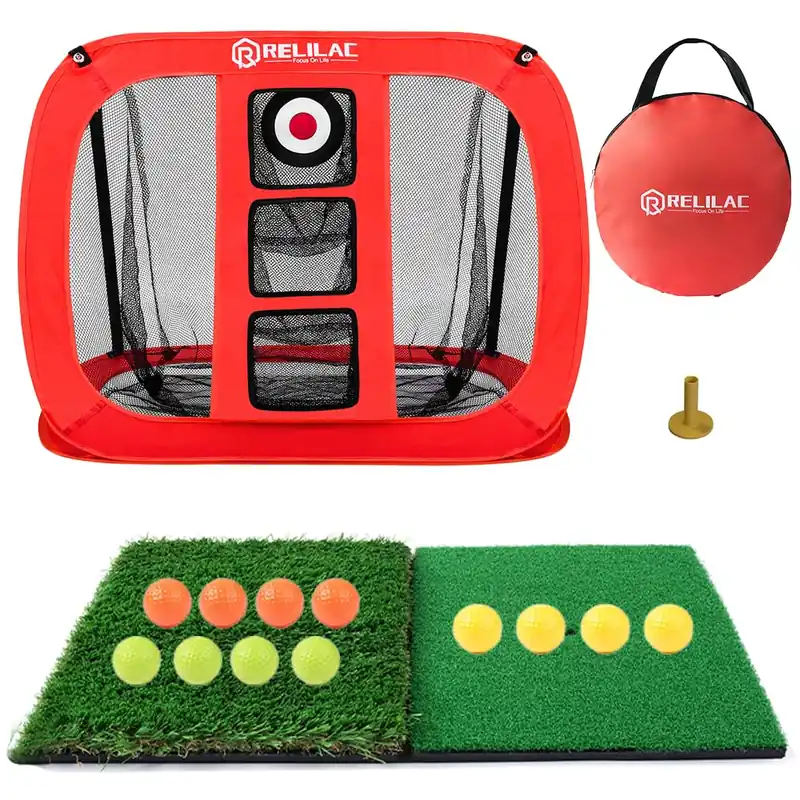 RELILAC Pop-Up Golf Chipping Net Set - Indoor/Outdoor Golfing Target Accessories Kit for Backyard Accuracy and Swing Practice