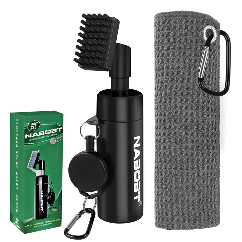 nabobt Golf Towel and Brush Set, Premium Golf Towel(16x16 inch) & Splash Golf Club Cleaner Brush Set