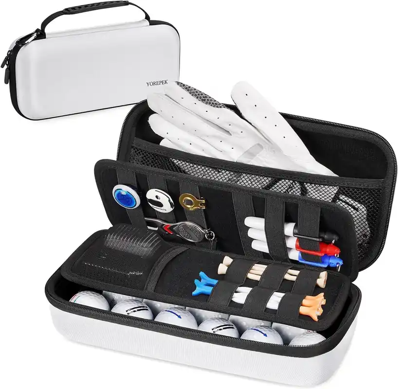 YOREPEK Golf Glove Holder with Removable Golf Glove Shaper, Protective Hard Shell Golf Accessories Case Bag