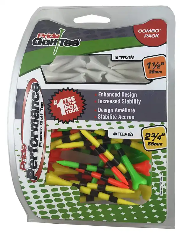 Pride Golf Tee Pride Performance Combo Pack (50 Count 40 2-3/4" & 10 1-1/2")