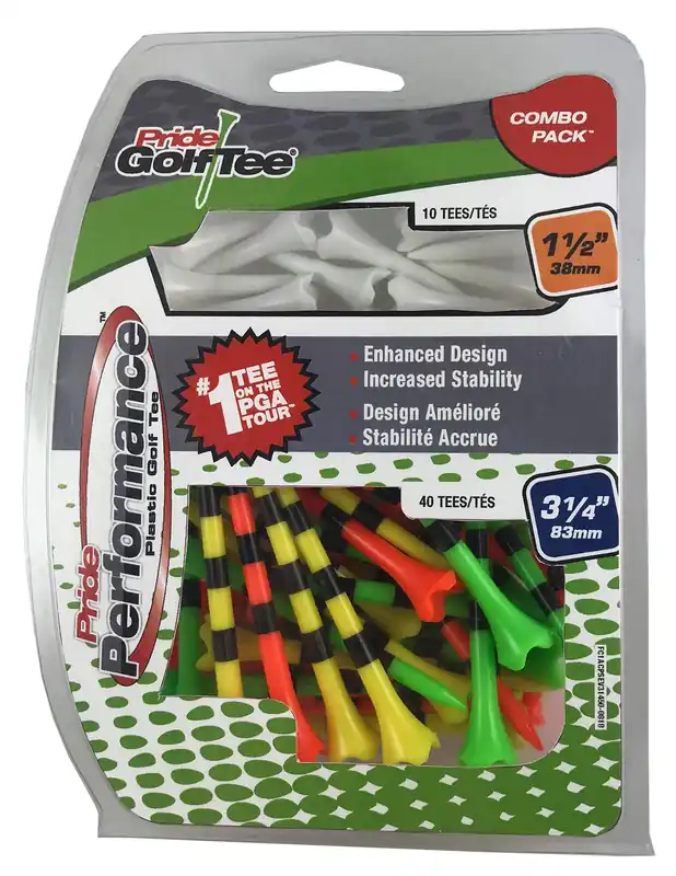 Pride Golf Tee Pride Perfromance Combo Pack (50 Count 40 3-1/4" & 10 1-1/2")