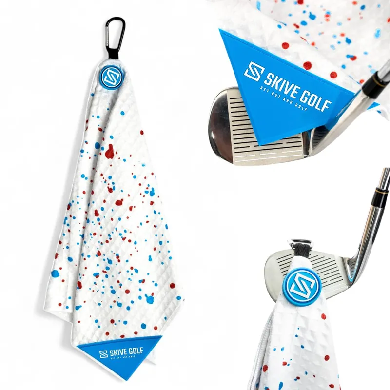 SKIVE Golf Premium Magnetic Golf Towel Super Strong Magnet (Red & Blue Drip)
