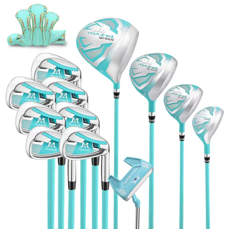 MAZEL 12 Pieces Men‘s Complete Golf Clubs Set or Individual Golf Clubs - Titanium Driver (Complete Golf Set, Light Blue)