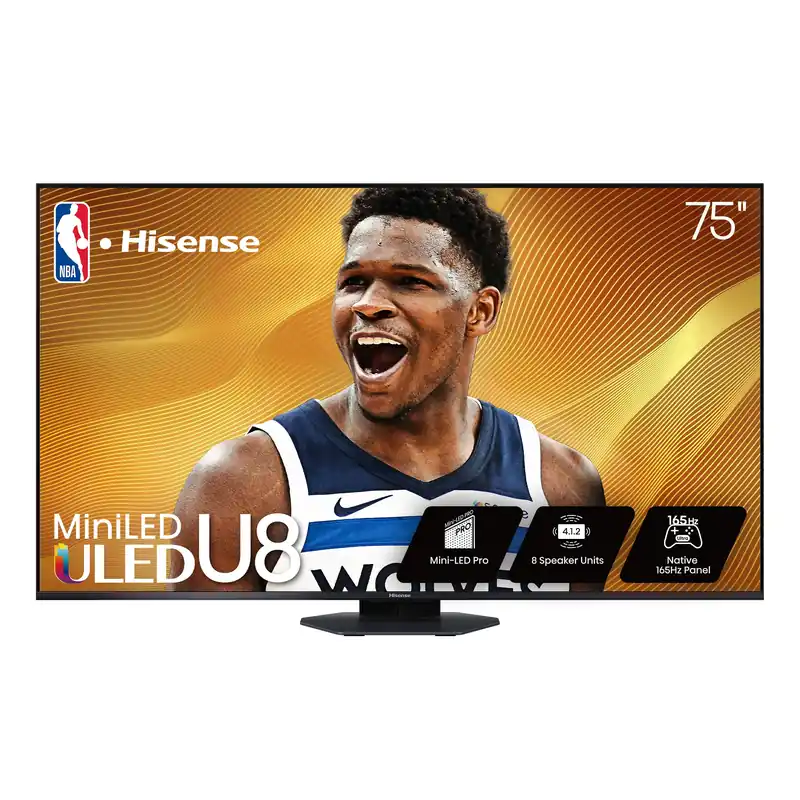 Hisense 75" Class U8 Series Mini-LED ULED 4K UHD Google Smart TV (75U8QG, 2025 Model) - QLED, Native 165Hz