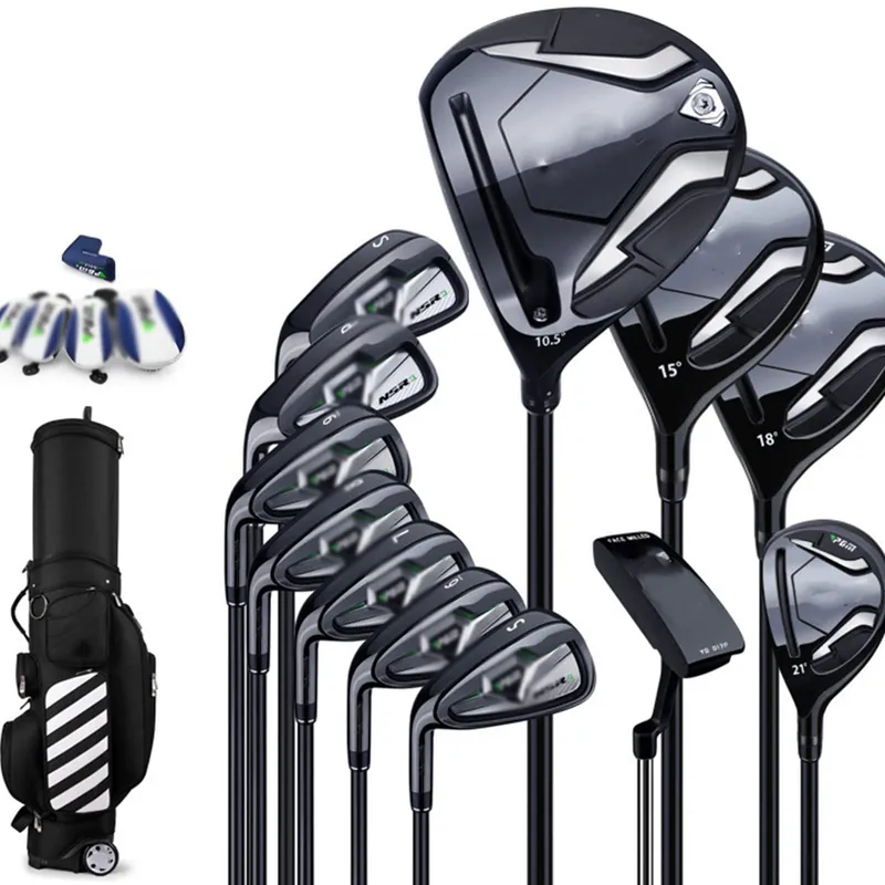 Men‘s Golf Complete Set, Complete Beginner Golf Club Set, Golf Standard Ball Bag,Golf Men‘s Left Hand, Carbon Shaft, Pack of 12 with Cart Bag