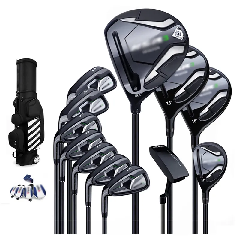 12 Piece Golf Set-Left Handed, Men‘s Complete Golf Club Package Sets, Professional Golf Club Graphite Carbon Steel Shaft with Wheels Bag