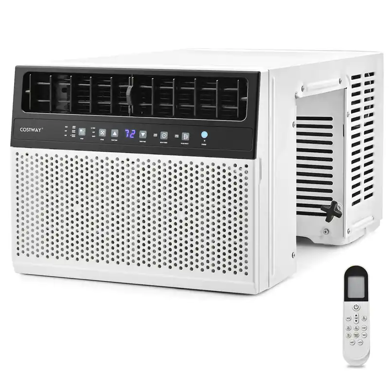 COSTWAY 12000 BTU Window Air Conditioner, Over the Sill AC with Energy Saver Modes, Handy Remote