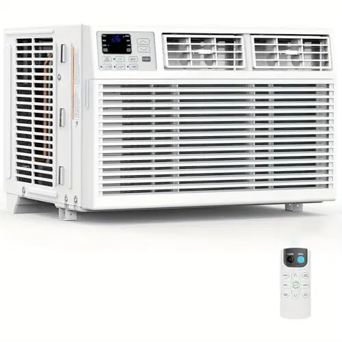 Kndko Window Air Conditioner, 8000 BTU AC Unit with Remote Control for Rooms up to 350 sq ft. High Cooling Capacity