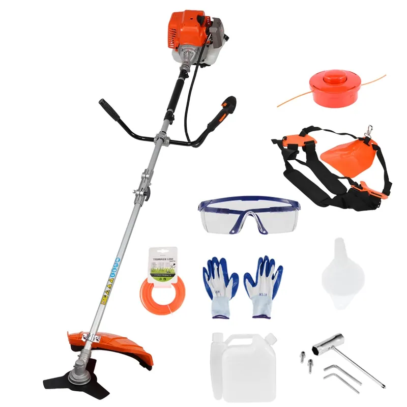 Haibinsuo Lawn Mower, 52CC Gas Weed Trimmer, Cordless Hedge Trimmer, 2-Stroke Brush Cutter, Brush Orange
