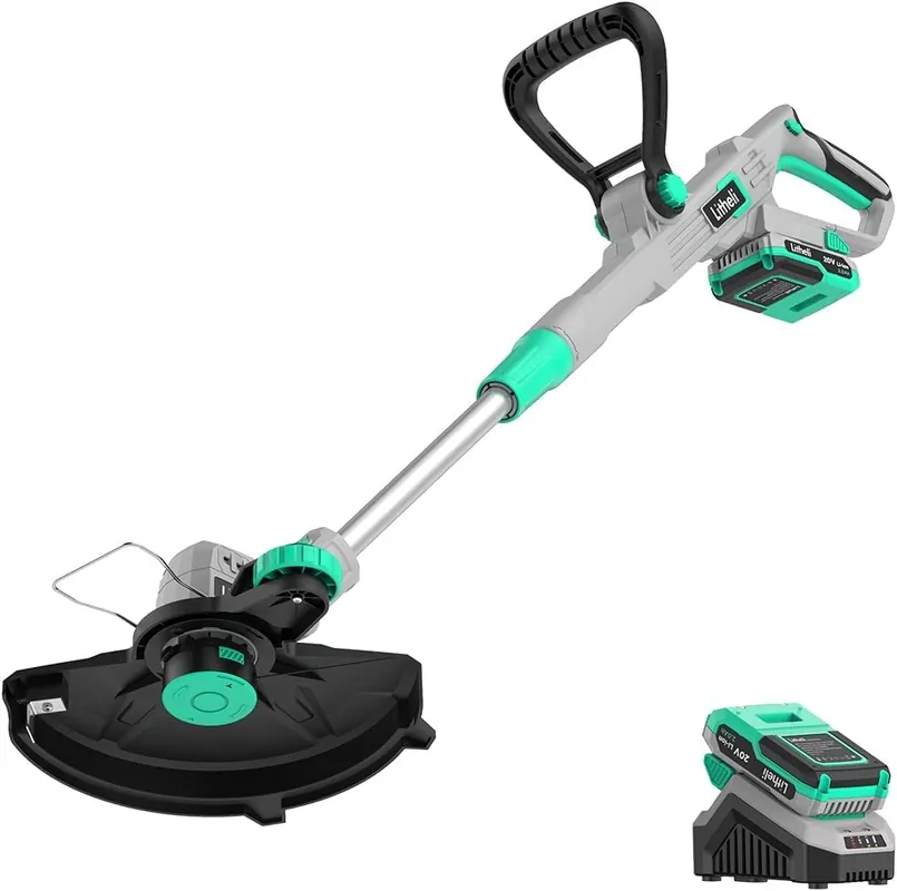 Litheli 20V 12" Cordless String Trimmer/Wheeled Edger, Battery Powered Weed Wacker with Auto Line Feed for Lawn Trimming/Edging
