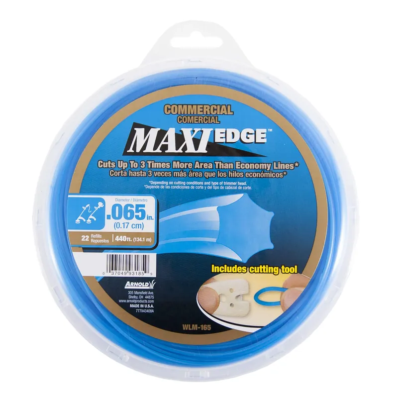 Arnold WLM-165 Maxi-Edge Commercial Grade String Trimmer Line with Cutting Tool, Universal Fit, 22 Refills, .065-Inch x 440-Foot, Blue