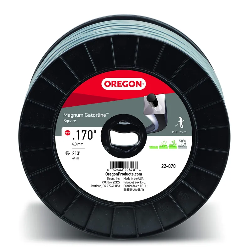 Heavy-Duty Professional Magnum Gatorline Square String Trimmer Line .170-Inch Diameter 3-Pound Spool, Gray