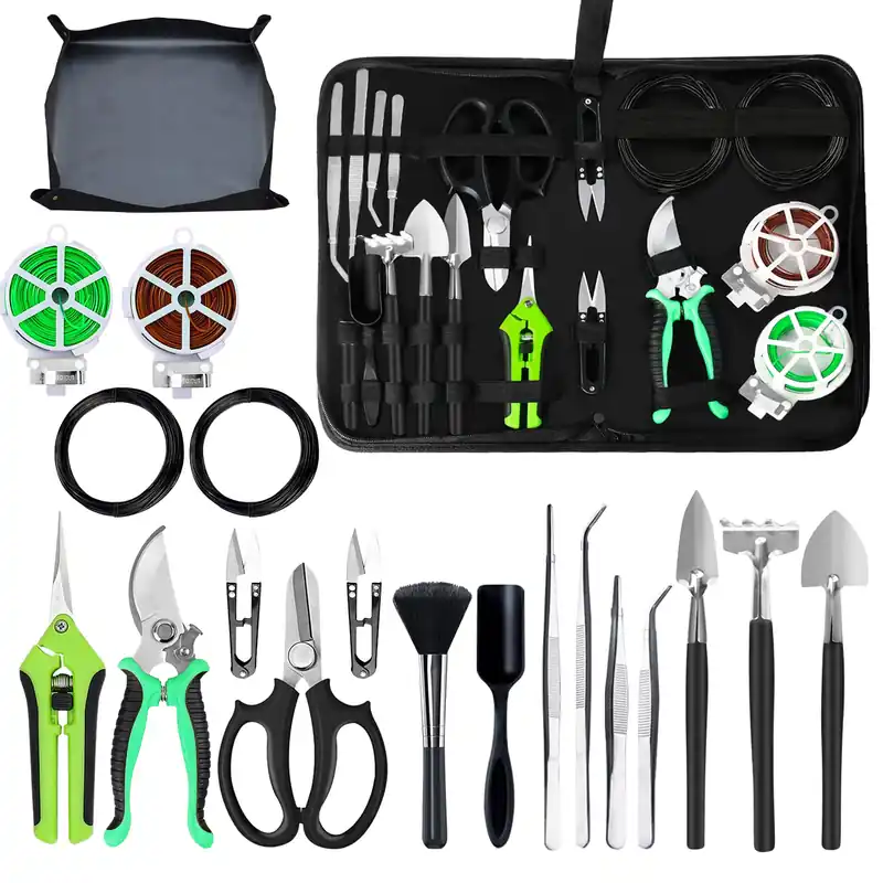 Tree Kit, 20 Pcs Gardening Succulent Tools Set, Bonsai Tool Kit Include 262 Feet Bonsai Wire, 29.5"x29.5" Plant Repotting Mat