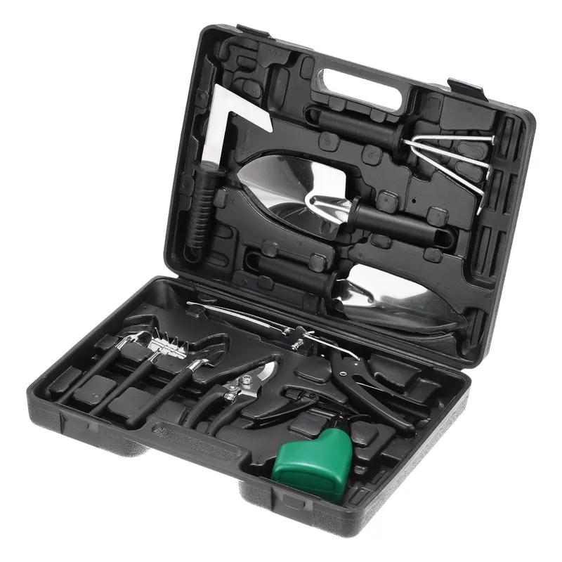 1 Set Garden Tool Set 10 Pieces Plastic Gardening Planting Tools Kits with Shovels, Black