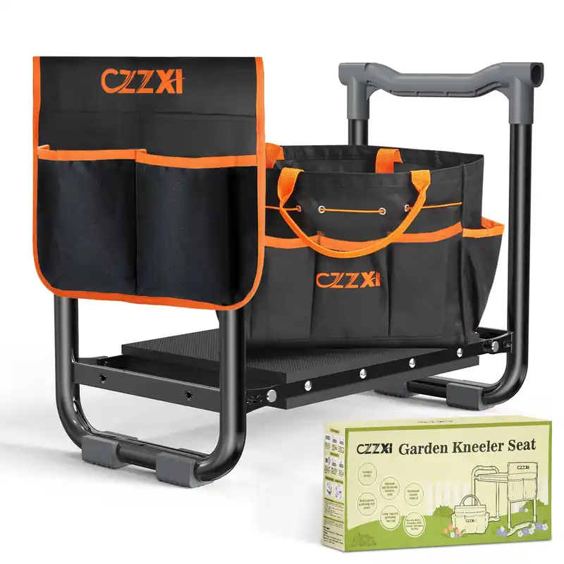 Garden Kneeler and Seat, Wider and Thicker Kneeling Pad Heavy Duty Gardening Stool with Gardening Tool Pouch and Bag