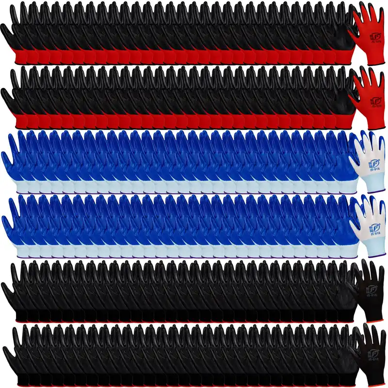 90 Pairs Gardening Gloves for Men Women Breathable Rubber Coated Working Gloves for Gardening, 9.1 Inch