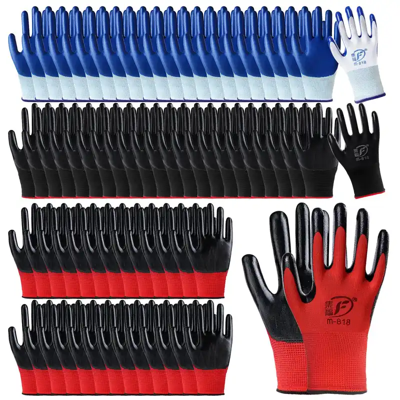 90 Pairs Gardening Gloves Bulk for Men Women Breathable Rubber Coated Safety Garden Work Gloves 9.1 Inch