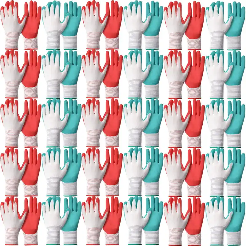 32 Pairs Gardening Work Gloves Bulk for Women and Ladies, Breathable Rubber Coated Garden Outdoor Safety Gloves with Grip