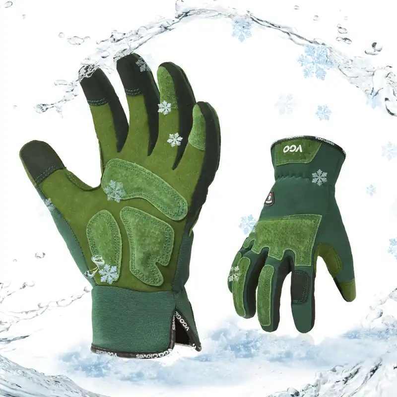 Winter Gardening Gloves Women, Safety Work Gloves, Puncture-proof, Thornproof, Touchscreen(1 Pair,M,Green,SL7471FLWP)