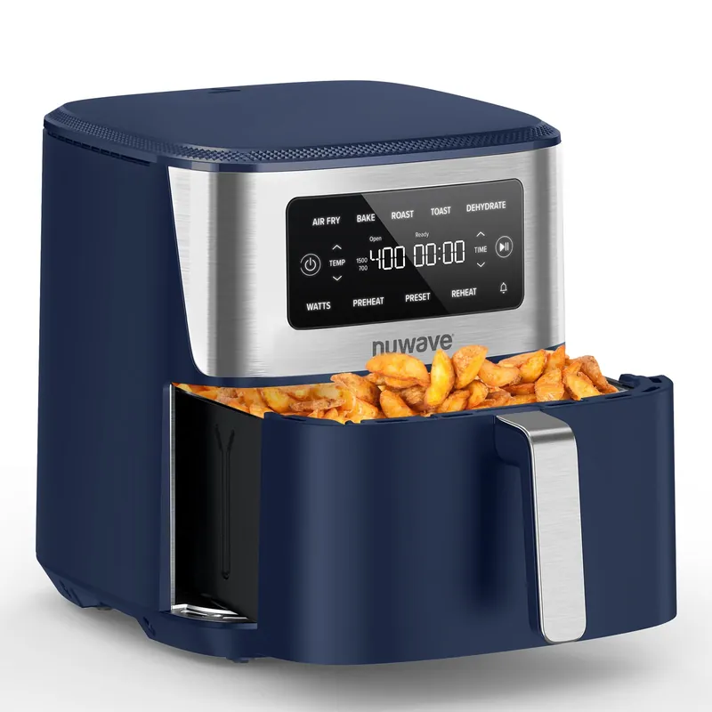 Nuwave Brio Plus 6-in-1 Air Fryer, 7-Qt Large Capacity, 50°F–400°F Precise Temp Control, Non-Toxic PFAS-Free Nonstick, Air Fry, Bake