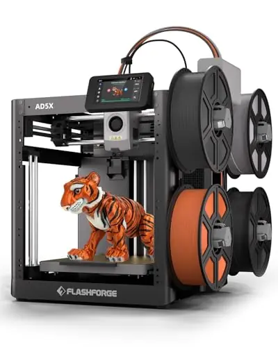 FLASHFORGE AD5X Multi-Color 3D Printer, CoreXY 600mm/s High-Speed, 1-Click Auto Leveling, 300°C Direct Drive Extruder