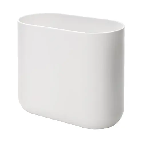 iDesign Small Slim Plastic Bathroom Trash Can, Garbage Can for Bedroom, Office, Desk, Dorm, White
