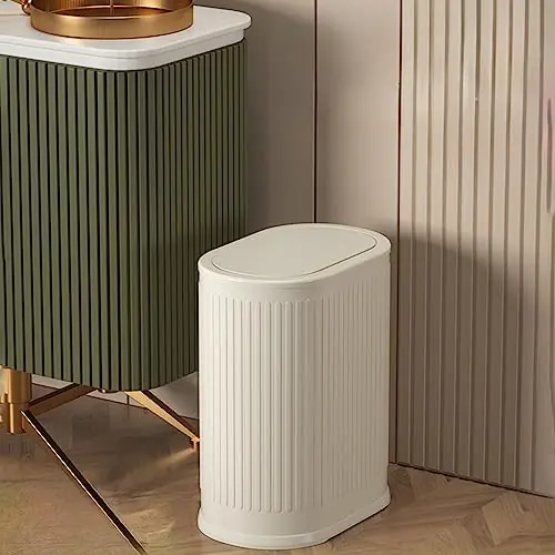 IVTUVTI 1.6 Gallon Trash Can with Lid, Small Bathroom Trash Can Wastebasket, Slim Garbage Can with Inner Bucket, Living Room