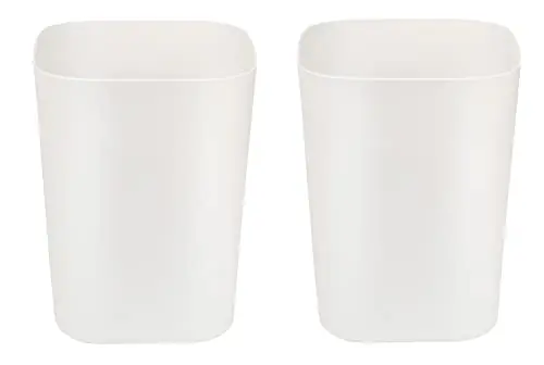 Besli 2 Gallon Small Trash Can Garbage Can Wastebasket for Bathroom Bedroom Kitchen Office (White, 2 Pack)