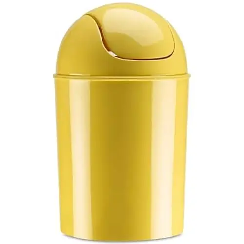 Umbra 1.25 Gallon Mini Waste Can with Removable Swing-Top Lid - Small Garbage Bin for Kitchen, Bathroom, Bedroom, Office - Yellow