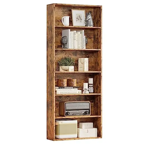 IRONCK Industrial Bookshelves and Bookcases Floor Standing 6 Shelf Display Storage Shelves 70 in, Vintage Brown
