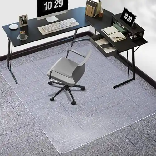 Tydle Chair Mat for Carpet, 60" x 46" Chair Mat for Carpeted Floors, Non-Slip Computer Under Desk Plastic Floor Mat (Clear)