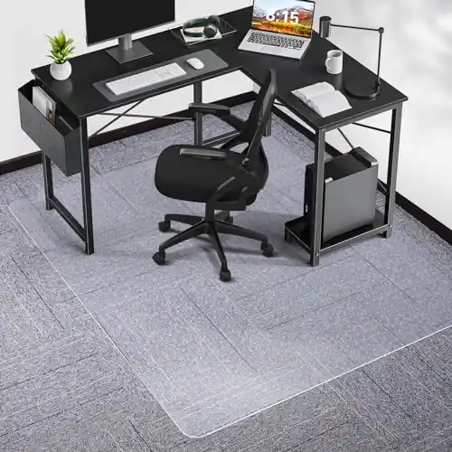 Chair Mat for Carpet, SALLOUS 46" x 60" Office Chair Mat for Carpeted Floors, Heavy Duty Vinyl Floor Mat (Clear, Rectangular)