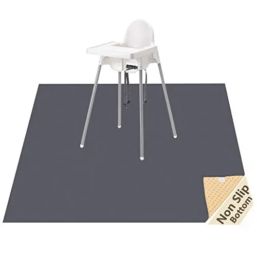 Splat Mat for Under High Chair/Arts/Crafts, WOMUMON Washable Spill Mat Waterproof Anti-Slip Floor Protector Splash Mat, Messy Mat and Table Cloth