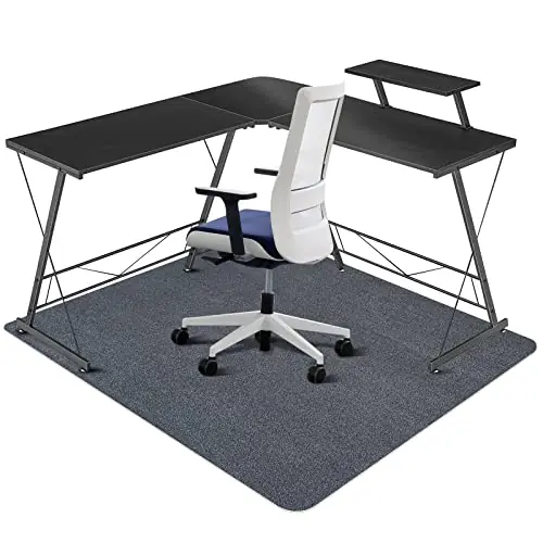 Chair Mat for Hard Floors, QQpony 1/6" Thick 63"x51" Office Chair Mat for Hardwood Floors (Dark Grey)