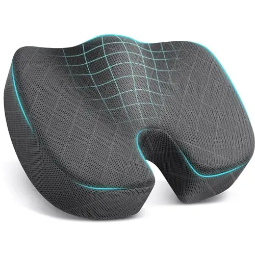 TushGuard Seat Cushion - Memory Foam Cushion for Office Chair, Car Seat, Airplane, Bleacher - Sciatica & Hip & Coccyx Pain Relief Desk Chair