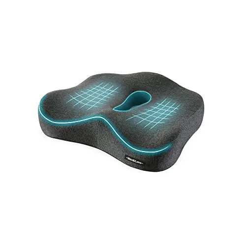 Memory Foam Seat Chair Cushion for Relieves Back Sciatica Pain Tailbone Pain Coccyx Degenerating Disc Orthopedic (Dark Gray)