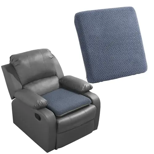 HOMBYS Tufted Furry Recliner Seat Cushion for Elderly Foam Curved Edge Large Square Seat Cushion (Grey)