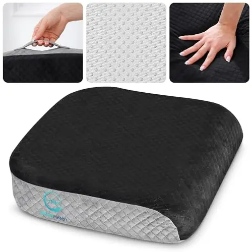 Large Seat Cushion (19” x 17” x 3”) Memory Foam for Office Chair, Wheelchair Cushions, Floor Pillow Cushion Back Pain