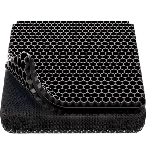 Gel Seat Cushion, Cooling Thick Big Breathable Honeycomb Design Absorbs Pressure Points Seat Cushion