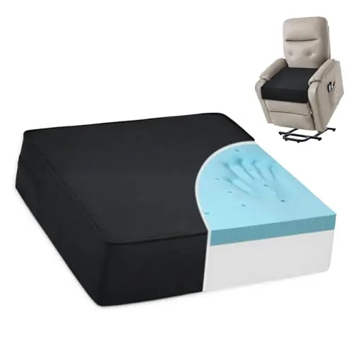 Shinnwa Gel Memory Foam Recliner Cushion for Elderly, Dual-Layer Foam Chair Pad, Extra Large Seat Cushion, 20 × 20 × 5in, Black