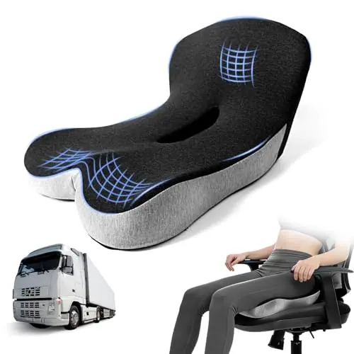 kowptyy Trucker seat Cushions for Long Sitting, Office Chair Seat Cushions for Office Chair (Black Gray)